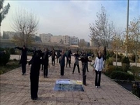 اجرای برنامه ورزش صبحگاهی هیئت ورزش‌های همگانی شهرستان قدس در بوستان آب و شن